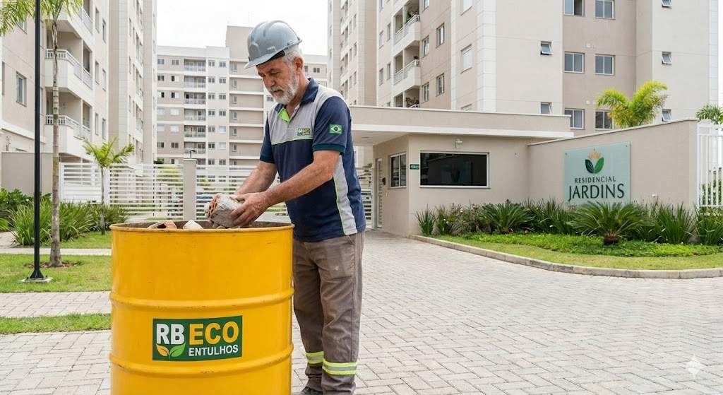 Trabalhador RB ECO ENTULHOS em condominio residencial